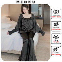 Bộ đồ Ngủ Nữ Pijama Tay Dài Quần Dài Tiểu Thư Xinh Xinh