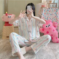 Bộ đồ ngủ nữ tay ngắn quần dài cotton mây pijama dễ thương mặc nhà mềm mát cute họa tiết xinh xắn 013