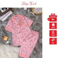 Bộ Đồ Ngủ Nữa Pijama Áo Ngắn Quần Lửng Họa Tiết Chú Vịt Nhỏ Nhắn Dễ Thương