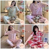 Bộ đồ ngủ Pijama ngắn tay quần dài phong cách Hàn Quốc mẫu mới HOT nhất mùa hè thu (Hàng có sẵn)
