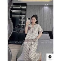Bộ Đồ Ngủ Pijama Tay Ngắn Quần Dài Lụa Xước Cao Cấp, Đồ Bộ Mặc Nhà Dễ Thương, Pijama Nữ Lụa Xước mẫu mới nhất