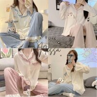 Bộ Đồ Ngủ Quần Áo Nữ Mặc Ở Nhà Dài Tay Vải Cotton Cao Cấp Mùa Xuân Thu Đông Dễ Thương Kute