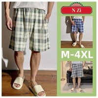 Bộ Đồ Ngủ Quần Nam Cotton Plus Kích Thước Quần Short Mùa Hè Nhật Bản Kẻ Sọc Checkered Đồ Ngủ Quần Nhà M-4XL