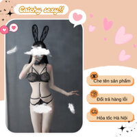 Bộ đồ ngủ ren sexy xuyên thấu, đồ lót gợi cảm thiết kế dây đan táo bạo, phong cách quyến rũ 💕CHE TÊN💕 JS15