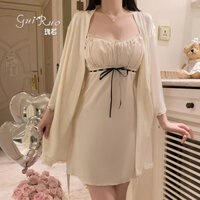 Bộ đồ ngủ ren xếp li, Váy ngủ gợi cảm, Bộ đồ gia đình áo choàng 4840