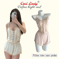 Bộ Đồ Ngủ Sexy Lụa Satin Cao Cấp - Đồ Ngủ 2 Dây Gợi Cảm Phối Ren - Bộ Đồ Ngủ Sexy Chất Lụa Sang Chảnh