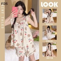 Bộ đồ ngủ tay áo bay Nhỏ VảI FDS áo ba lỗ mùa hè cho nữ bộ đồ mặc nhà học sinh ngọt ngào