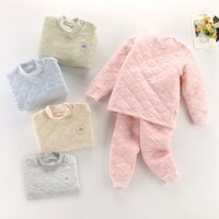 Bộ đồ ngủ tay dài ba lớp bằng cotton dày dặn giữ ấm 66-130CM dành cho trẻ sơ sinh