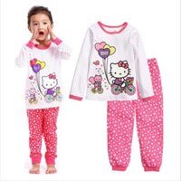 Bộ Đồ Ngủ Tay Dài In Hoạt Hình Hello Kitty Dành Cho Bé Gái 1-7 Tuổi