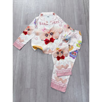 Bộ đồ ngủ tay dài quần dài bé gái 23-48kg mát,thấm hút mồ hôi.Pizama trẻ em chất liệu LỤA XƯỚT in 3D hottrend