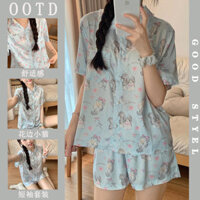 Bộ Đồ Ngủ Tay Ngắn Nữ 2024 Ren Love Cat Loose Thin Style Homewear Set