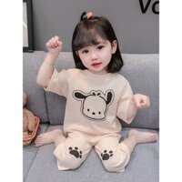 Bộ Đồ Ngủ Trẻ Em Cotton Nguyên Chất Bé Gái Hoạt Hình Bé Homewear Ba Phần Tư Tay Áo Phù Hợp Với Cô Gái Chia Điều Hòa Không Khí Quần Áo