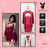 Bộ đồ ngủ xuyên thấu sang trọng hoàng gia sexy cuốn hút, kèm chíp và áo choàng ngoài - NIGHTSTORE