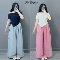 Bộ Đồ Nữ BigSize ,Set Áo + Quần Big Size ,Áo Thun Trễ Vai Kèm Quần Suông Ống Rộng Vải Mềm Mịn Mát SET980