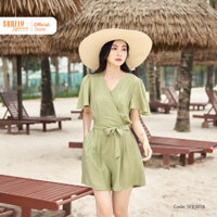 Bộ Đồ Nữ Jumpsuite Linen SUNFLY Áo Cộc Quần Sooc SFB3018