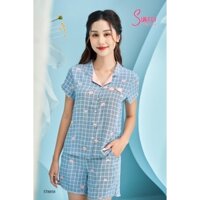 Bộ đồ nữ mặc nhà lanh SUNFLY áo cộc tay, quần sooc ST8858