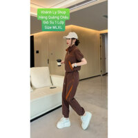 Bộ đồ nữ quần dài,sét thể thao kéo khoá tay cộc,đồ bộ đi chơi chất vải gió 1 lớp,hàng quảng châu,Size MLXL.tohoa_shop