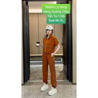 Bộ đồ nữ quần dài,sét thể thao kéo khoá tay cộc,đồ bộ đi chơi chất vải gió 1 lớp,hàng quảng châu,Size MLXL.tohoa_shop