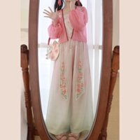 Bộ Đồ Nữ Quần Lồng Đèn Cải Tiến Bằng Yếu Tố Trung Hoa Quần Thêu Công Nghiệp