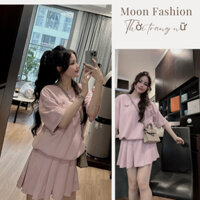 Bộ Đồ Nữ Set Đồ Nữ Áo Thun Tay Lỡ Form Rộng Kèm Chân Váy Xếp Ly Trẻ Trung Phong Cách Hàn Quốc