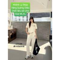 Bộ đồ nữ.sét thể thao cổ tròn.đồ mặc nhà tay cộc quần suông chất vải umi.hàng quảng châu.Size MLXL tohoa_shop