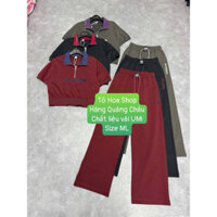 Bộ đồ nữ.sét thể thao hè cổ kéo khoá đồ mặc nhà tay cộc quần suông chất vải Umi tăm hàng quảng châu.Size ML tohoa_shop