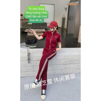Bộ đồ nữ.sét thể thao kéo khoá.đồ mặc nhà tay cộc quần suông chất vải umi,hàng quảng châu.Size MLXL,tohoa_shop