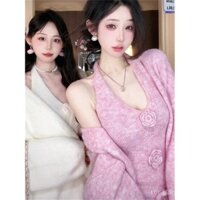Bộ đồ phong cách Hàn mùa xuân hè, bộ đồ thường ngày, phong cách trưởng thành, bộ đồ mùa xuân cho phụ nữ, áo len, áo khoác, bộ trang phục mùa đông mới, áo vest halter, chân váy ngắn