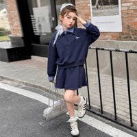 Bộ đồ phong cách học viện cho bé gái, mùa xuân và thu 2025, bộ váy hai mảnh thời trang mới cho bé gái lớn