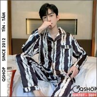 Bộ đồ pijama nam lụa satin thường tay dài quần dài QSHOP QM707