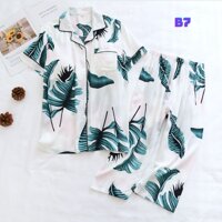 Bộ Đồ Pijama Nữ Mặc Nhà, Quần Áo Ngủ Nữ Ngắn Tay Azuno BN196 Chất Liệu Cotton Lụa Cho Mùa Hè - B7 - M