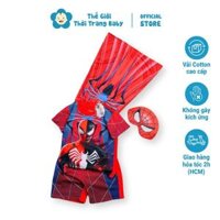 Bộ Đồ Siêu Nhân Nhện Cho Bé Trai Vải Thun Cotton Thoáng Mát Mùa Hè Từ 10-30Kg - Kèm Choàng & Mặt Nạ Hóa Trang BN194_A