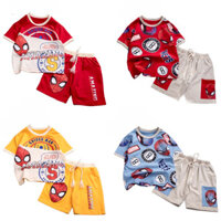 Bộ đồ siêu nhân nhện thun cotton áo tay cộc dành cho bé trai từ 14kg đến 25kg - Mebena