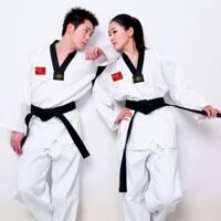 Bộ Đồ Taekwondo Cotton Nguyên Chất Trẻ Em Dài Tay Ngắn Người Lớn Nam Nữ Mùa Xuân Taekwondo Phù Hợp Với Người Mới Bắt Đầu Bộ Đồ Tập tjd3.6