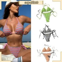 Bộ đồ tắm sọc hai mảnh CAPA Bao gồm quần lót dây buộc trên và bên