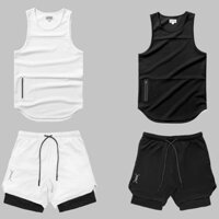 Bộ Đồ Tập Gym Nam ASRV Kết Hợp Quần Tập Gym Nam 2 Lớp Và Áo Tanktop Chất Thấm Hút Mồ Hôi