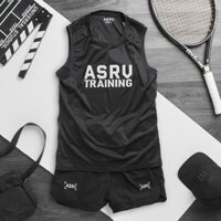Bộ đồ tập gym nam ASRV training kết hợp áo gym 3 lỗ nam cực chất(video thật)