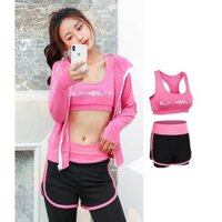 Bộ Đồ Tập GYM, Set Quần Áo Tập GYM 2 Món Áo Bra & Quần Soc 2 Lớp Tập GYM YOGA AEROBIC