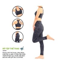 Bộ Đồ Tập Gym - Yoga - Aerobic Quần Dài Áo Bra In Hoa Văn Nổi Có Mút Ngực Siêu Co Dãn Thấm Hút Mồ Hôi MS10