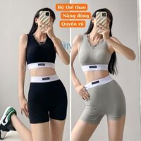 Bộ Đồ Tập Thể Thao Nữ, Set Đồ Tập Gym Yoga Nữ Không Lộ FITTY FITNESS, Áo Ngực 2 Mảng, Quần Đùi Short S2
