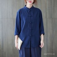 Bộ đồ Thái Cực Quyền mùa hè mới cho nam và nữ, quần võ thuật phong cách biểu diễn Kung Fu, cotton và lanh, cổ đứng mùa xuân và mùa thu, áo sơ mi cơ bản có nút