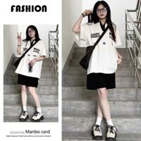 Bộ Đồ Thể Thao Áo Thun polo Phối Quần Short Dáng Rộng Kiểu Hàn Quốc Thời Trang Mùa Hè Cho Học Sinh