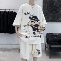 Bộ Đồ Thể Thao Áo Thun Tay Ngắn Dáng Rộng + Quần Short Thời Trang Mùa Hè Cho Học Sinh
