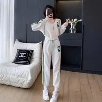 Bộ đồ thể thao dày dặn lót nhung Áo len có mũ trùm đầu giản dị phong cách phương Tây mùa thu cho nữ 1.14