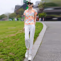 Bộ Đồ Thể Thao Hai Mảnh Nhanh Khô Nữ Plus Kích Thước Thể Dục Rời Mùa Hè Hoa Mỏng Nửa Tay Chạy Bộ Mùa Hè