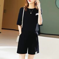 Bộ Đồ Thể Thao Nữ Mỏng Phong Cách 2025 Thêu Muối Series Fried Street Rời Size Lớn Quần Short Tay Ngắn Bộ Đồ Hai Mảnh TFYL