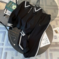 Bộ đồ thể thao nữ mùa thu đông thời trang trẻ trung, có khóa kéo, cổ búp bê, bộ hai mảnh JXSA