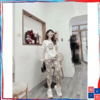 Bộ đồ thể thao nữ NA001 Set đồ nữ đi chơi dài bigsize áo thun form rộng cotton sang chảnh mùa hè thấm hút mồ hôi NIVA