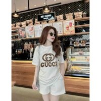 Bộ đồ thể thao nữ thun cotton thêu logo g.c cao cấp P2212