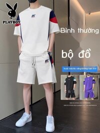 Bộ đồ thể thao Playboy áo thun nam ngắn tay rộng rãi thương hiệu thời trang mùa hè 2024 mẫu mới phố
